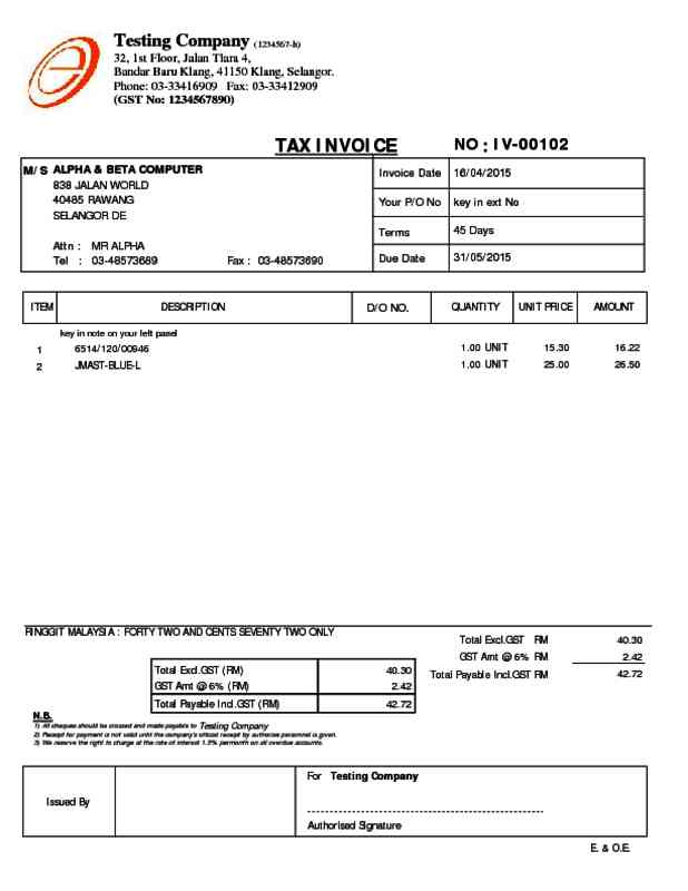 Alpine Tech :: Sales Invoice